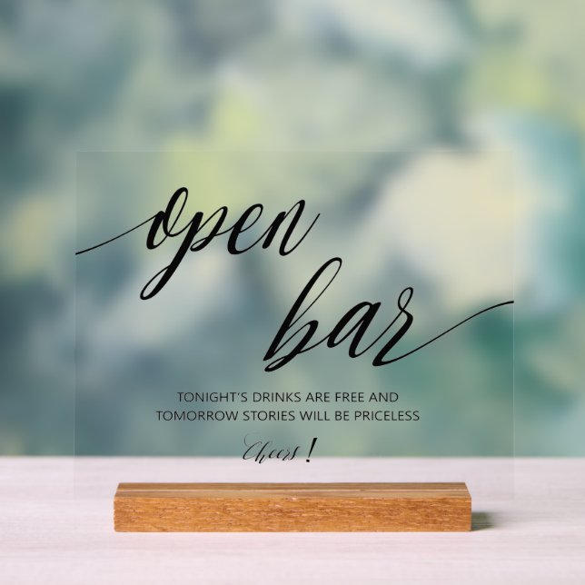 Open Bar Wedding  Acrylschild (Neutral)