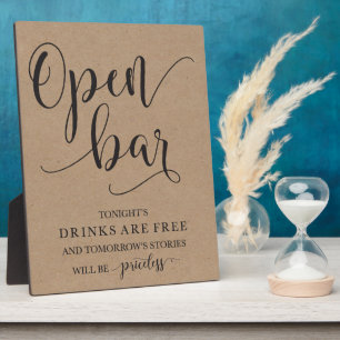 Open Bar Wedding Alcohol Sign Fotoplatte