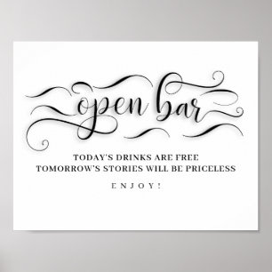 Open Bar Wedding Day Sign Poster