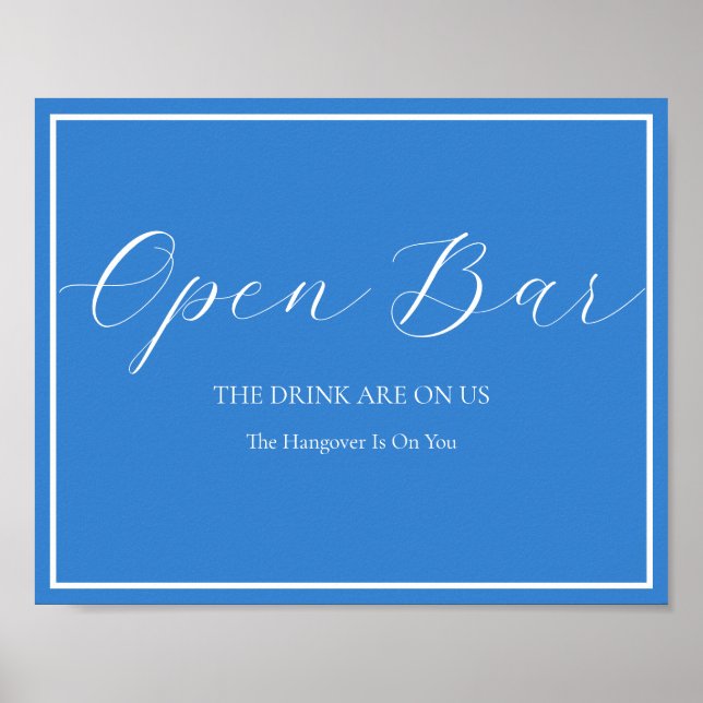 Open Bar Wedding Sign Elegant Modern Calligraphy Poster (Vorne)