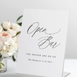 Open Bar Wedding Sign Elegant Modern Calligraphy Sockelschild