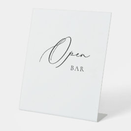 Open Bar Wedding Sign Minimalist Elegant Script  Sockelschild