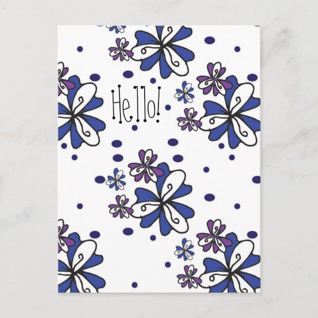 Open Bloom Hello Postcard Postkarte (Vorderseite)