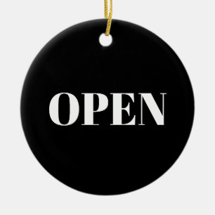 Open Closed Black & White - Zweiseitiges Geschäft Keramik Ornament