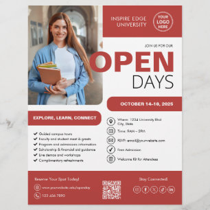 Open Day Uni University Red Business Flyer