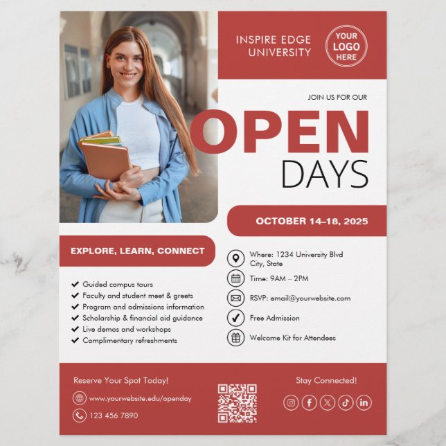 Open Day Uni University Red Business Flyer (Vorne)