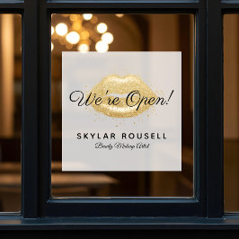 Open for Business Gold Black Beauty Lips Makeup Fensteraufkleber