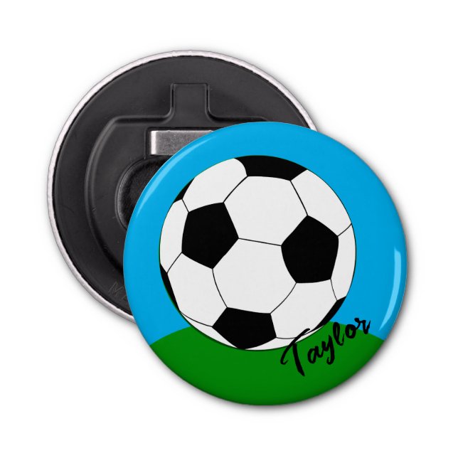 Open for Soccer Fans Mit Monogramm /Football Party Flaschenöffner (Vorderseite)