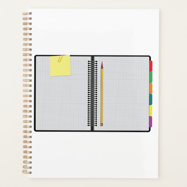 Open Graph Paper Notebook with Pencil Planer (Vorderseite)