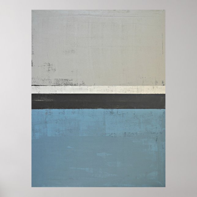 "Open" Graue und Aquamarine Abstrakt Art Poster Pr (Vorne)
