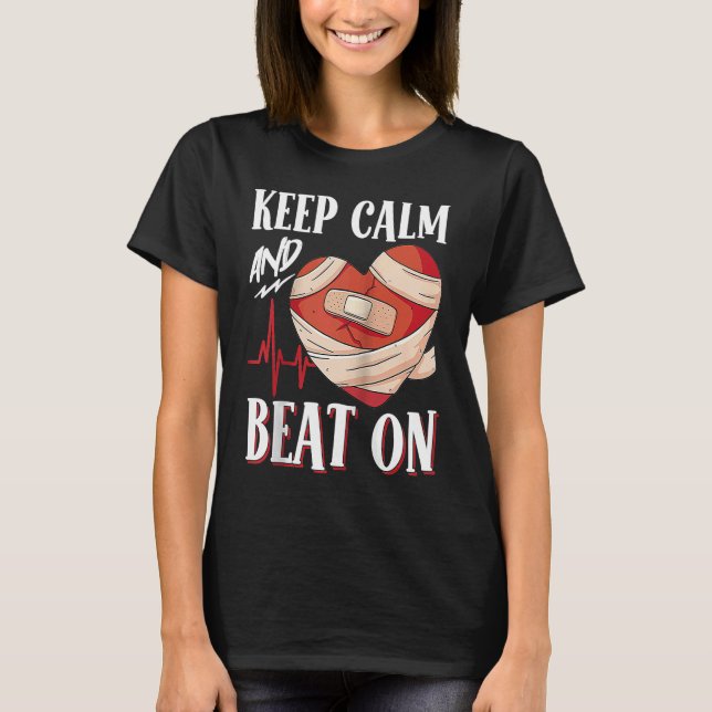 Open Heart Operation Bypass Awareness Heart Behalt T-Shirt (Vorderseite)