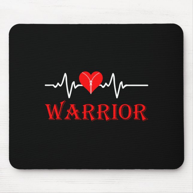 Open Heart Surgery Recovery Survivor Heart Warrior Mousepad (Vorne)