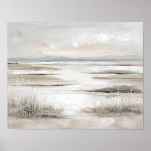 Open Horizon Marsh #3 – Soft Neutral Landscape Art Poster (Vorne)