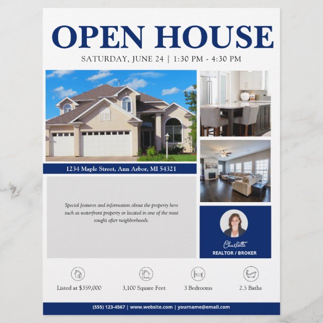 Open House Blue Real Anwesen Flyer (Vorne)
