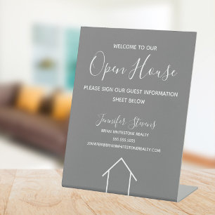 Open House Custom Real Anwesen Company Chic Gray Sockelschild