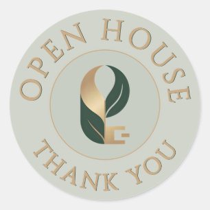 Open House Danke Siegel Logo Aufkleber Salbei + Go
