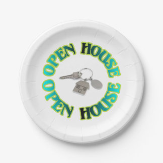 Open House Erwärmung Real Anwesen House Keys Paper Pappteller