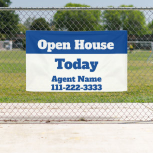 Open House Heute Blau und Weiß Real Anwesen Agent Banner