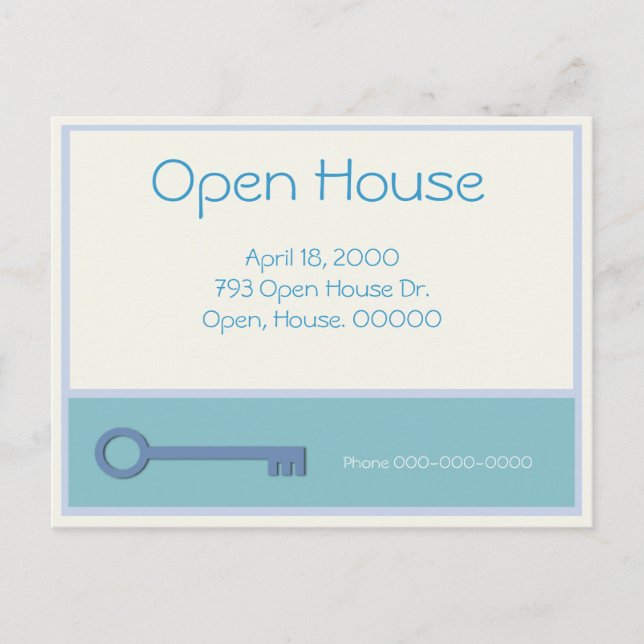 Open House Key Graphic Einladungspostkarte (Vorderseite)