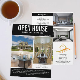 Open House Modernes Black Real Anwesen Listing Flyer