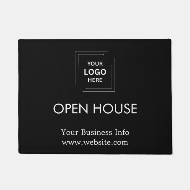 Open House | Modernes Black Real Anwesen Realtor Fußmatte (Vorderseite)
