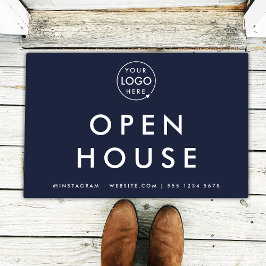 Open House Property Listing Navy Blue Real Anwesen Fußmatte