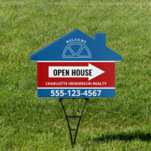 Open House Real Anwesen Arrow Red Blue Willkommen
