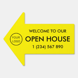 Open House Real Anwesen Minimal Arrow Black Yellow Gartenschild