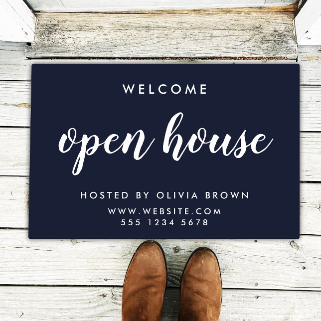 Open House Real Anwesen Navy Blue Realtor Fußmatte (Von Creator hochgeladen)