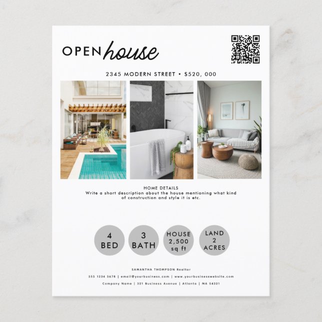 Open House Real Anwesen Nur Marketing Foto aufgeli Flyer (Vorne)