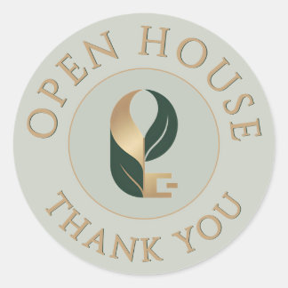 Open House Thank You Seal Logo Sticker Sage + Gold