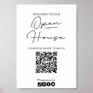 Open House-Zeichen in Blatt w/QR-Code Poster