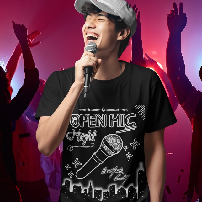 Open Mic Night New York City Mens Graphic Style T-Shirt (Von Creator hochgeladen)