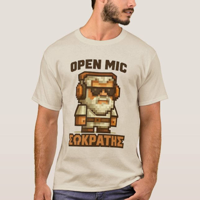 Open Mic Sokrates (Griechisch) T-Shirt (Vorderseite)