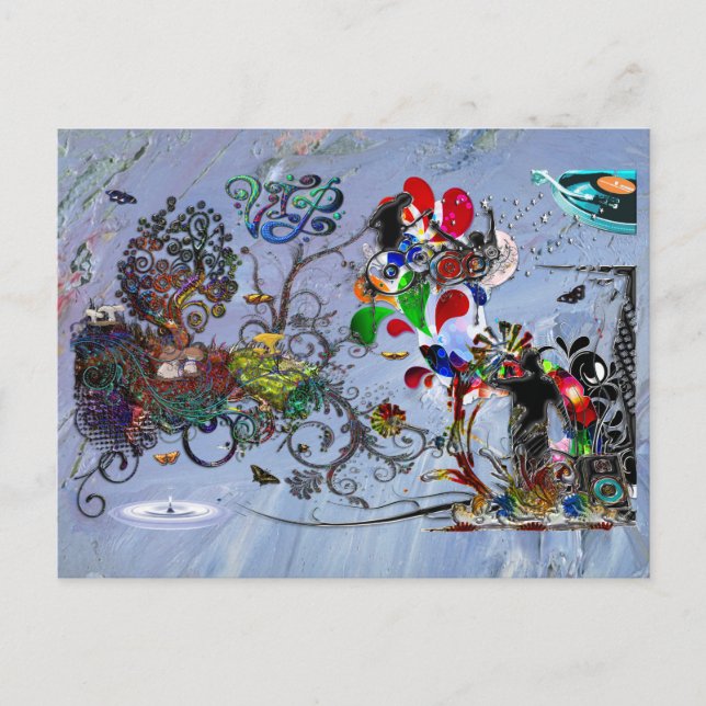 Open Microphone Music VIP Digital Collage Postkarte (Vorderseite)