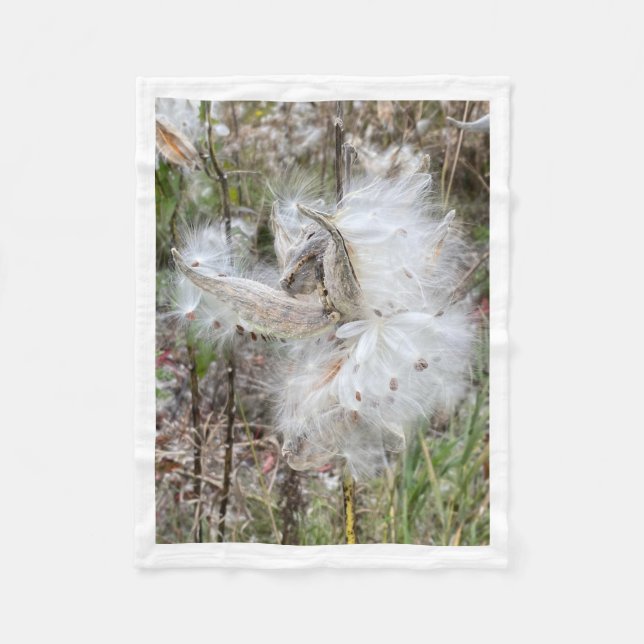 Open Milkweed Pods | Samen mit Seide | Fleecedecke (Vorderseite)