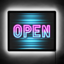 OPEN Neon Blue Neon Pink Moderne Elegant Futuristi