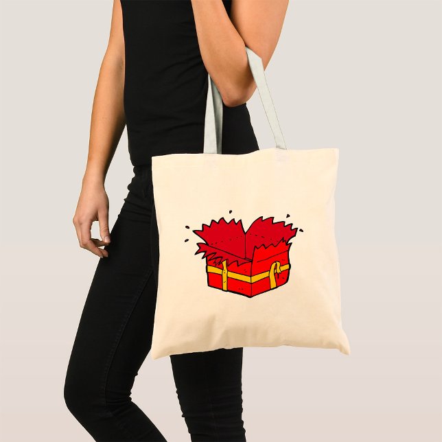 Open Present Red Box Tote Bag Tragetasche (Von Creator hochgeladen)