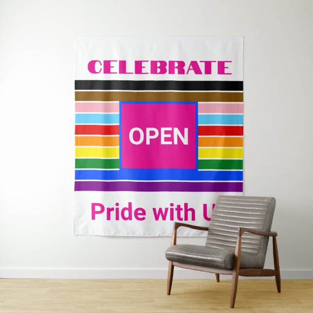 Open Pride Ally Rainbow Progress LGBT LGBTQ Wandteppich (Beispiel)