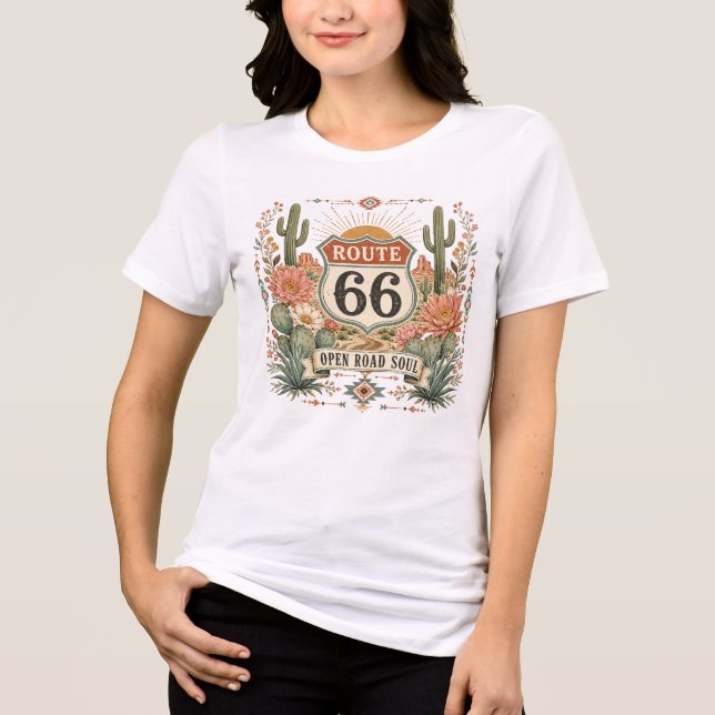 Open Road Soul Botanische Grafik Tri-Blend Shirt (Vorderseite)