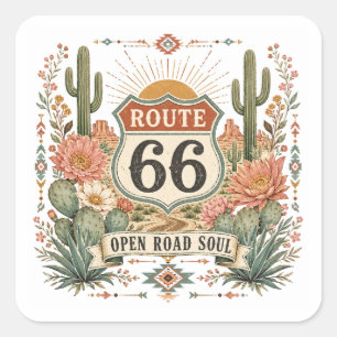 Open Road Soul Botanisches Dekor Quadratischer Aufkleber