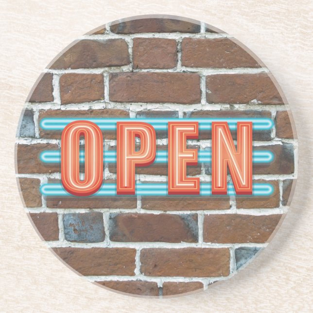 OPEN SIGN SANDSTEIN UNTERSETZER (Vorne)