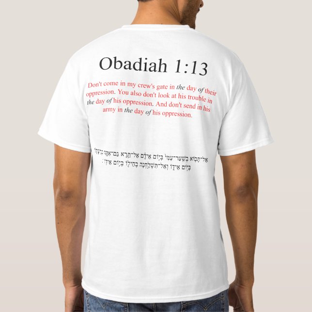 Open Source Translation Obadiah 1:13 T-Shirt (Rückseite)