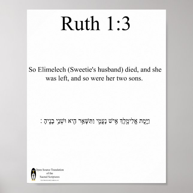 Open Source Translation Ruth 1:3 Poster (Vorne)