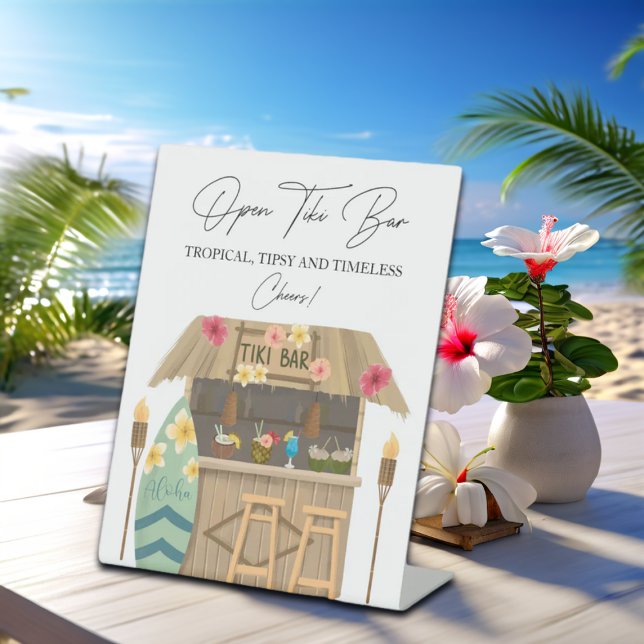 Open Tiki Bar Exotic Luau Brautparty Sockelschild (Von Creator hochgeladen)