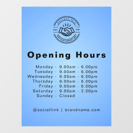 Open Times Business-Logos Öffnungszeiten hellblau Fensteraufkleber