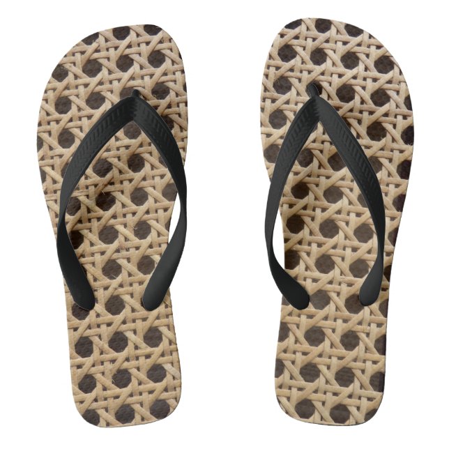Open Weave Rattan Cane Flip Flops (Fußbett)
