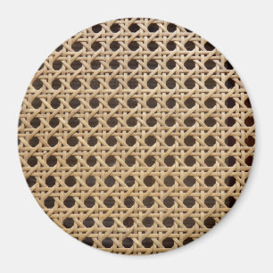 Open Weave Rattan Cane Large Round Magnet