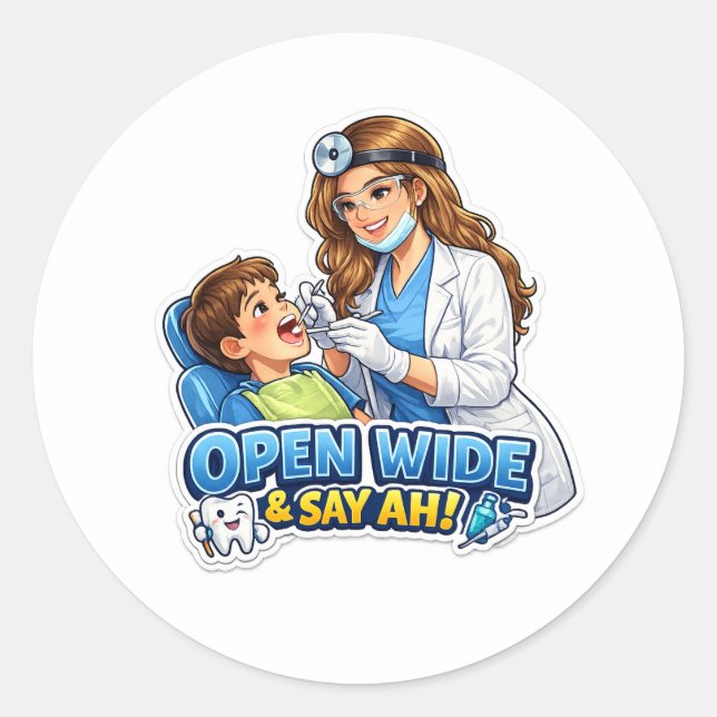 Open Wide Say Ah Dentist Sticker (Vorderseite)