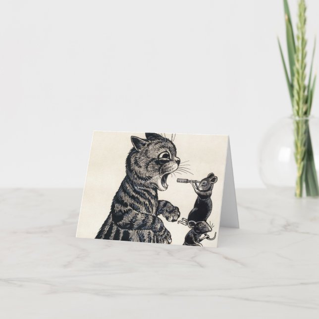 Open Wide von Louis Wain Dankeskarte (Vorderseite)